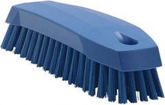 Vikan - 1" Bristle Length, Polyester Scrub Brush - 6-1/4" Long x 7" Wide Head, 7" OAL, Blue, Polypropylene Block - Exact Tooling