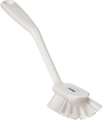 Vikan - 1" Bristle Length, Polyester Food Service Brush - 2-11/16" Long x 1" Wide Head, 10-1/2" OAL, White, Polypropylene Block - Exact Tooling