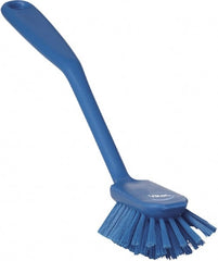 Vikan - 1" Bristle Length, Polyester Food Service Brush - 2-11/16" Long x 1" Wide Head, 10-1/2" OAL, Blue, Polypropylene Block - Exact Tooling