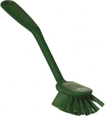 Vikan - 1" Bristle Length, Polyester Food Service Brush - 2-11/16" Long x 1" Wide Head, 10-1/2" OAL, Green, Polypropylene Block - Exact Tooling