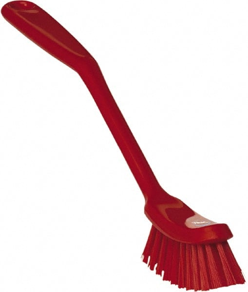 Vikan - 1" Bristle Length, Polyester Food Service Brush - 2-7/8" Long x 1" Wide Head, 11" OAL, Red, Polypropylene Block - Exact Tooling