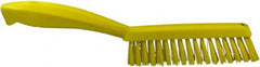 Vikan - 1.3" Bristle Length, Polyester Scrub Brush - 5-7/8" Long x 0.8" Wide Head, 11.2" OAL, Yellow, Polypropylene Block - Exact Tooling