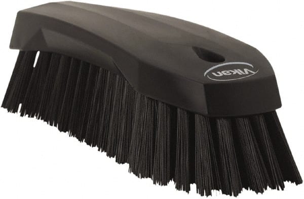 Vikan - 1.3" Bristle Length, Polyester Utility Scrub Brush - 7" Long x 3" Wide Head, 8" OAL, Black, Polypropylene Block - Exact Tooling