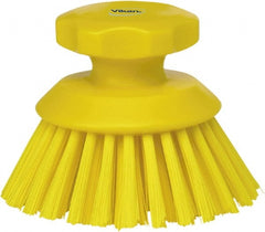 Vikan - 1-1/2" Bristle Length, Polyester Food Service Brush - 3-3/4" Long x 5" Wide Head, 5" OAL, Yellow, Polypropylene Block - Exact Tooling