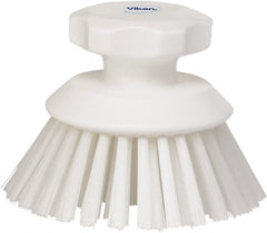 Vikan - 1-1/2" Bristle Length, Polyester Food Service Brush - 3-3/4" Long x 5" Wide Head, 5" OAL, White, Polypropylene Block - Exact Tooling