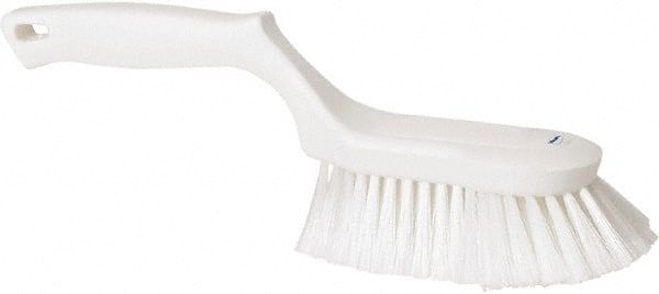 Vikan - 2" Bristle Length, Polyester Wash Brush - 5-13/16" Long x 5" Wide Head, 13-1/2" OAL, White, Polypropylene Block - Exact Tooling
