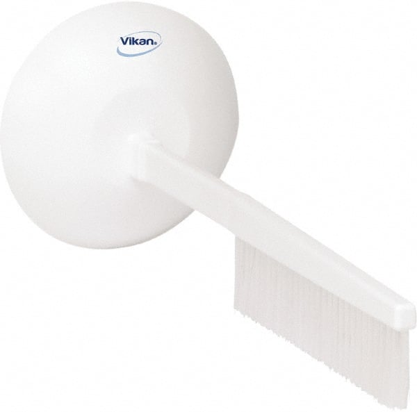 Vikan - 2-3/4" Bristle Length, Polyester Cleaning & Finishing Brush - 8" Long x 2-3/4" Wide Head, 20" OAL, White, Polypropylene Block - Exact Tooling