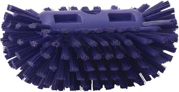 Vikan - 1-1/2" Bristle Length, Polyester Utility Scrub Brush - 5-1/2" Wide Head, 8" OAL, European Threaded Handle, Purple, Polypropylene Block - Exact Tooling