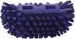 Vikan - 1-1/2" Bristle Length, Polyester Utility Scrub Brush - 5-1/2" Wide Head, 8" OAL, European Threaded Handle, Purple, Polypropylene Block - Exact Tooling