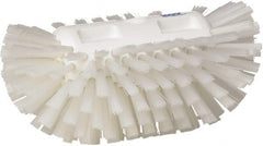 Vikan - 1-1/2" Bristle Length, Polyester Utility Scrub Brush - 5-1/2" Wide Head, 8" OAL, European Threaded Handle, White, Polypropylene Block - Exact Tooling