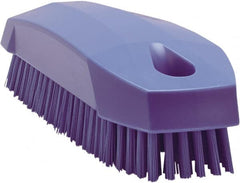 Vikan - 0.7" Bristle Length, Polyester Scrub Brush - 1-1/2" Wide Head, 4-1/2" OAL, Purple, Polypropylene Block - Exact Tooling