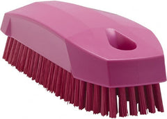 Vikan - 0.7" Bristle Length, Polyester Scrub Brush - 1-1/2" Wide Head, 4-1/2" OAL, Pink, Polypropylene Block - Exact Tooling