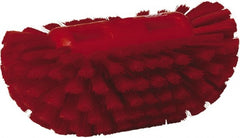 Vikan - 1-1/2" Bristle Length, Polyester Utility Scrub Brush - 5-1/2" Wide Head, 8" OAL, European Threaded Handle, Red, Polypropylene Block - Exact Tooling