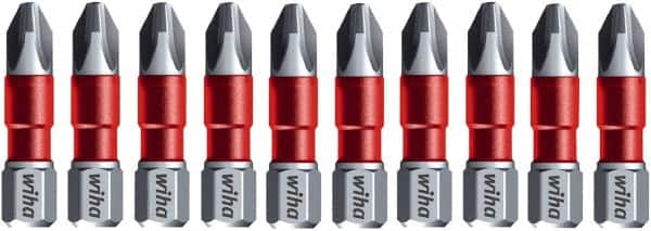 Wiha - #2 Phillips Screwdriver Bit - 1/4" Hex Drive, 1-9/64" OAL - Exact Tooling