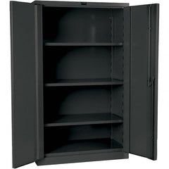 Hallowell - 3 Shelf Locking Storage Cabinet - Steel, 48" Wide x 24" Deep x 60" High, Gray - Exact Tooling