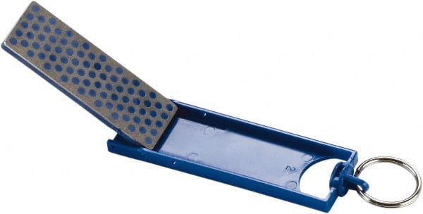 Lenox - 3" OAL Medium Retractable Sharpener Diamond File - 1" Wide x 1/4" Thick, 3 LOC, Blue - Exact Tooling