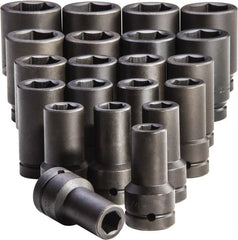Proto - 21 Piece 1" Drive Deep Impact Socket Set - 6 Points, 3/4 to 2", Inch Measurement Standard - Exact Tooling