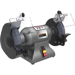 Jet - 8" Wheel Diam x 1" Wheel Width, 1 hp Grinder - 0.63" Arbor Hole Diam, 1 Phase, 3,450 Max RPM, 115 Volts - Exact Tooling
