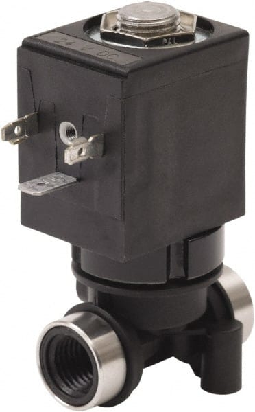 Spartan Scientific - 1/4" NPT Port, 2 Way, 2 Position, Glass Filled Nylon Solenoid Valve - Normally Closed, Viton Seal - Exact Tooling