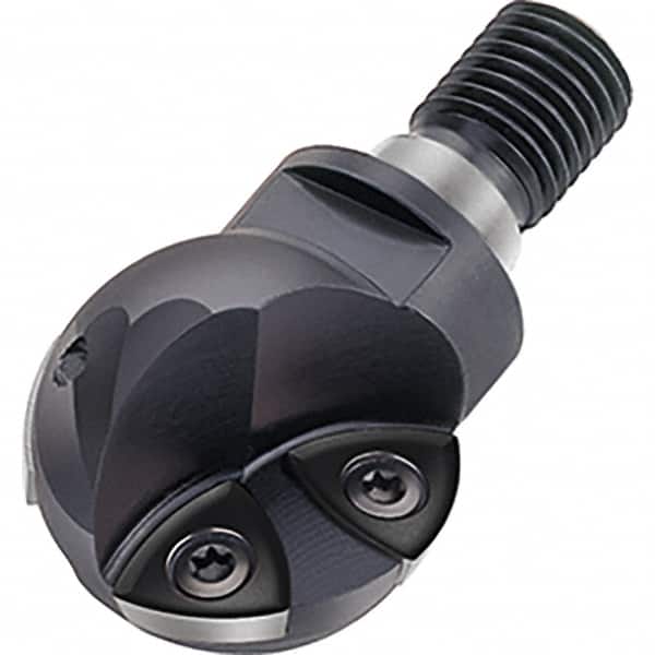 Walter - 30mm Cut Diam, 24mm Max Depth of Cut, 22mm Shank Diam, 63mm OAL, Indexable Ball Nose End Mill - 14,800 Max RPM - Exact Tooling