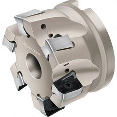 Walter - 4 Inserts, 50mm Cut Diam, 22mm Arbor Diam, Indexable Square-Shoulder Face Mill - 0° Lead Angle, 40mm High, Through Coolant, Series F4041-B1-LN1307 - Exact Tooling