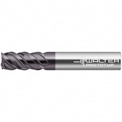 Walter-Prototyp - 8mm, 19mm LOC, 8mm Shank Diam, 63mm OAL, 4 Flute, Solid Carbide Square End Mill - TiAlN Finish, 50° Helix, Right Hand Cut, Right Hand Flute, Series MC326-A-B - Exact Tooling