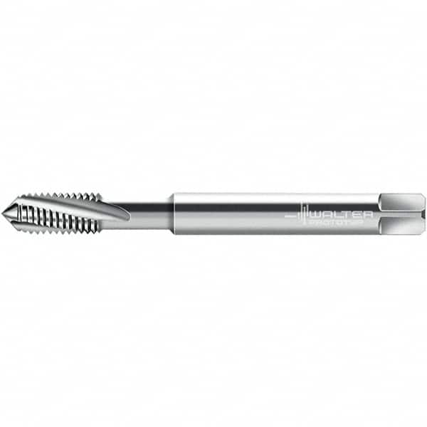 Walter-Prototyp - #8-32 ~DIN 2184-1 3 Flute 3B Semi-Bottoming Spiral Flute Tap - High Speed Steel, Uncoated, 64.68mm OAL, Right Hand Flute, Right Hand Thread, 3.330, Series 224164 - Exact Tooling