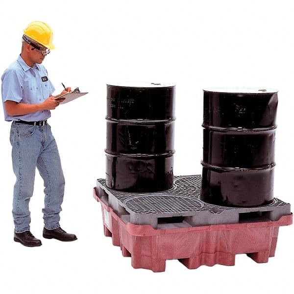 UltraTech - 85 Gal Sump, 6,500 Lb Capacity, 4 Drum, Polyethylene Ultra-Spill King w/Drum Pallet, No Drain - 51" Long x 51" Wide x 17-1/2" High, 2x2 Drum Configuration - Exact Tooling