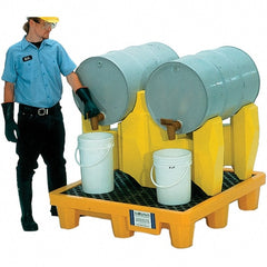 UltraTech - 66 Gal Sump, 1,500 Lb Capacity, 2 Drum, Polyethylene P2 Drum Rack Containment System - 53" Long x 53" Wide x 44-3/4" High, Two-Tier Drum Configuration - Exact Tooling