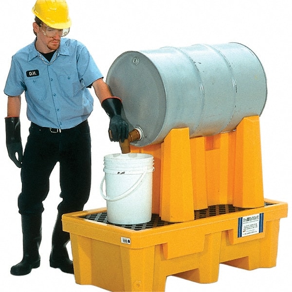 UltraTech - 66 Gal Sump, 750 Lb Capacity, 1 Drum, Polyethylene P1 Drum Rack Containment System - 52" Long x 29" Wide x 49-1/2" High, Two-Tier Drum Configuration - Exact Tooling