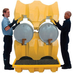 UltraTech - 66 Gal Sump, 3,000 Lb Capacity, 4 Drum, Polyethylene P4 Drum Rack Containment System - 53" Long x 53" Wide x 77-3/4" High, Two-Tier Drum Configuration - Exact Tooling