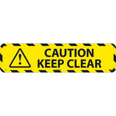 NMC - Caution Keep Clear, Anti-Skid Pressure-Sensitive Vinyl Floor Sign - Rectangle, Black on Yellow, Adhesive Backed, For Restroom, Janitorial & Housekeeping - Exact Tooling