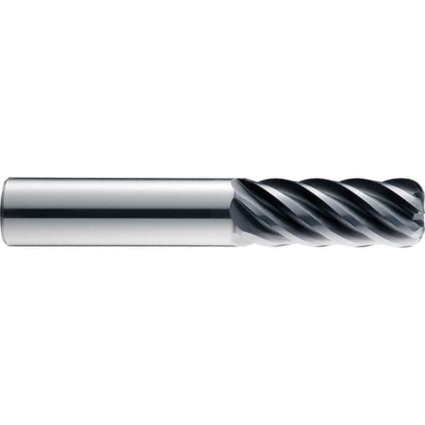 SGS - 6mm, 6 Flute, Single End, Solid Carbide, 0.0394" Corner Radius End Mill - 63mm OAL, 41° Helix, 19mm LOC, Right Hand Cut - Exact Tooling