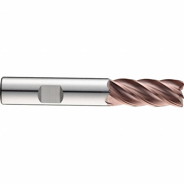 SGS - 1/2", 1" LOC, 1/2" Shank Diam, 3-1/4" OAL, 5 Flute, Solid Carbide Square End Mill - Single End, Ti-NAMITE-M Finish, Spiral Flute, 37° Helix, Centercutting, Right Hand Cut, Right Hand Flute, Series Z5S - Exact Tooling