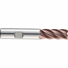 SGS - 1/2", 1" LOC, 1/2" Shank Diam, 3-1/4" OAL, 5 Flute, Solid Carbide Square End Mill - Single End, Ti-NAMITE-M Finish, Spiral Flute, 37° Helix, Centercutting, Right Hand Cut, Right Hand Flute, Series Z5S - Exact Tooling