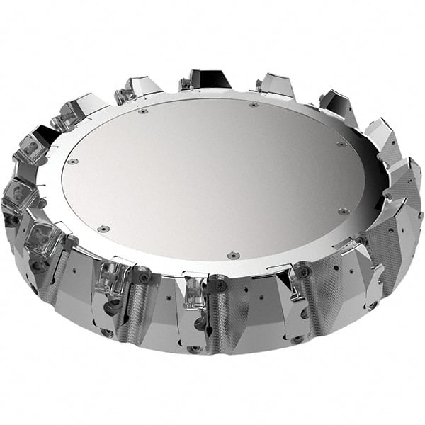 Seco - 12.4" Cut Diam, 2.36" Arbor Hole, 9mm Max Depth of Cut, 48° Indexable Chamfer & Angle Face Mill - 14 Inserts, Right Hand Cut, 14 Flutes, Through Coolant, Series R220.54 - Exact Tooling