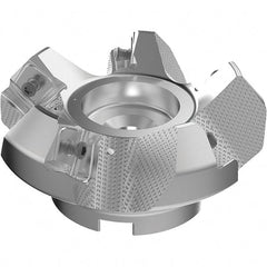 Seco - 100mm Cut Diam, 32mm Arbor Hole, 9mm Max Depth of Cut, 48° Indexable Chamfer & Angle Face Mill - 5 Inserts, 63 Insert, Right Hand Cut, 5 Flutes, Through Coolant, Series R220.54 - Exact Tooling