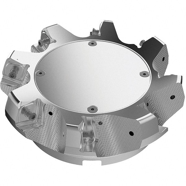 Seco - 160mm Cut Diam, 40mm Arbor Hole, 11mm Max Depth of Cut, 71° Indexable Chamfer & Angle Face Mill - 8 Inserts, 63 Insert, Right Hand Cut, 8 Flutes, Through Coolant, Series R220.56 - Exact Tooling