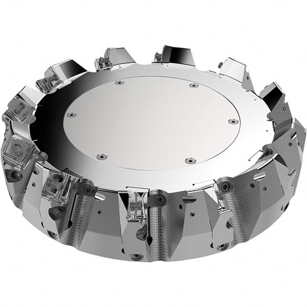 Seco - 250mm Cut Diam, 60mm Arbor Hole, 9mm Max Depth of Cut, 48° Indexable Chamfer & Angle Face Mill - 11 Inserts, 80 Insert, Right Hand Cut, 11 Flutes, Through Coolant, Series R220.54 - Exact Tooling