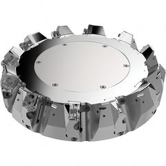 Seco - 250mm Cut Diam, 60mm Arbor Hole, 9mm Max Depth of Cut, 48° Indexable Chamfer & Angle Face Mill - 11 Inserts, 80 Insert, Right Hand Cut, 11 Flutes, Through Coolant, Series R220.54 - Exact Tooling