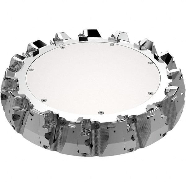 Seco - 315mm Cut Diam, 60mm Arbor Hole, 11mm Max Depth of Cut, 71° Indexable Chamfer & Angle Face Mill - 14 Inserts, 80 Insert, Right Hand Cut, 14 Flutes, Through Coolant, Series R220.56 - Exact Tooling