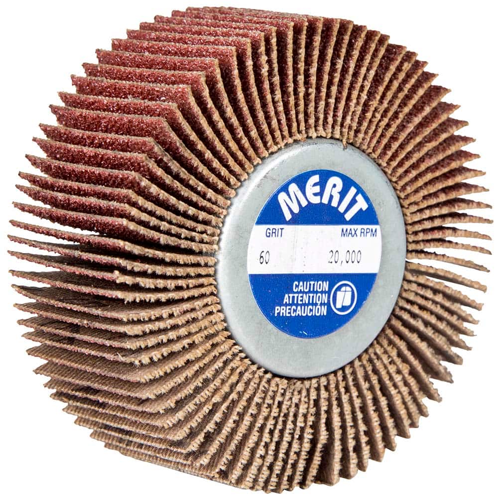 Norton - 3" Diam x 1" Face Width, Coarse Aluminum Oxide Coated Mounted Flap Wheel - Exact Tooling