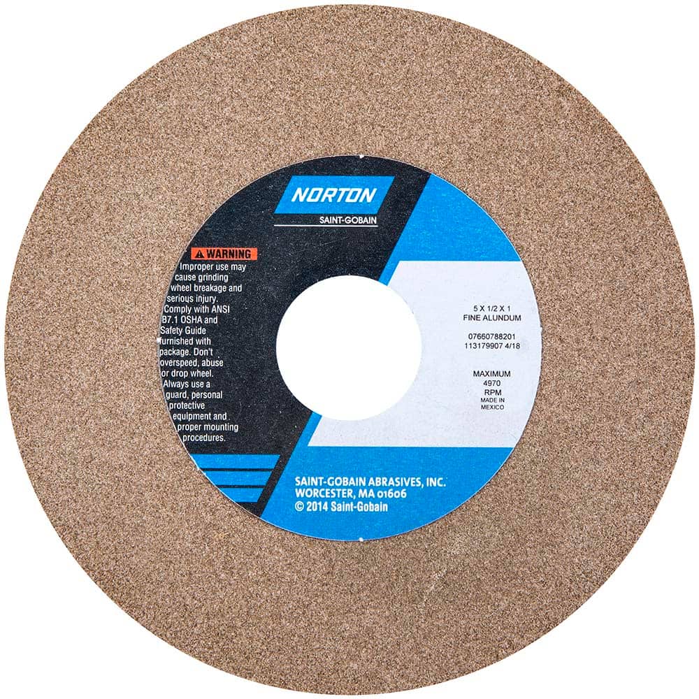 Norton - Bench & Pedestal Grinding Wheels Wheel Diameter (Inch): 5 Hole Size (Inch): 1 - Exact Tooling