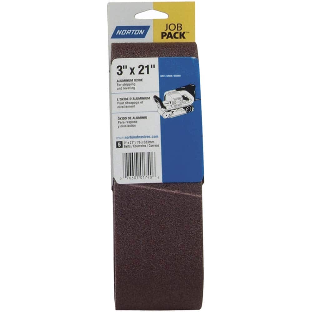 Norton - 3" Wide x 21" OAL, 220 Grit, Aluminum Oxide Abrasive Belt - Exact Tooling