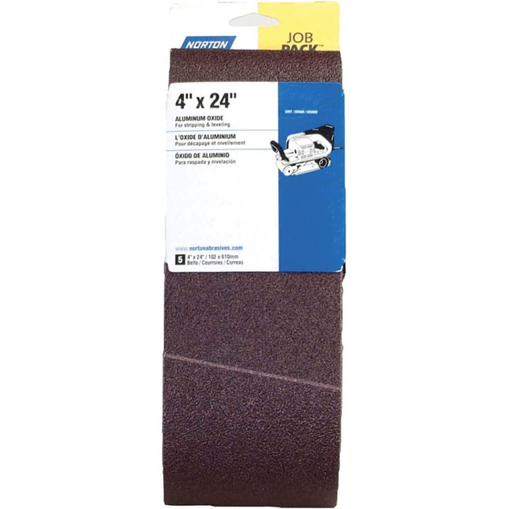 Norton - 4" Wide x 24" OAL, 80 Grit, Aluminum Oxide Abrasive Belt - Exact Tooling