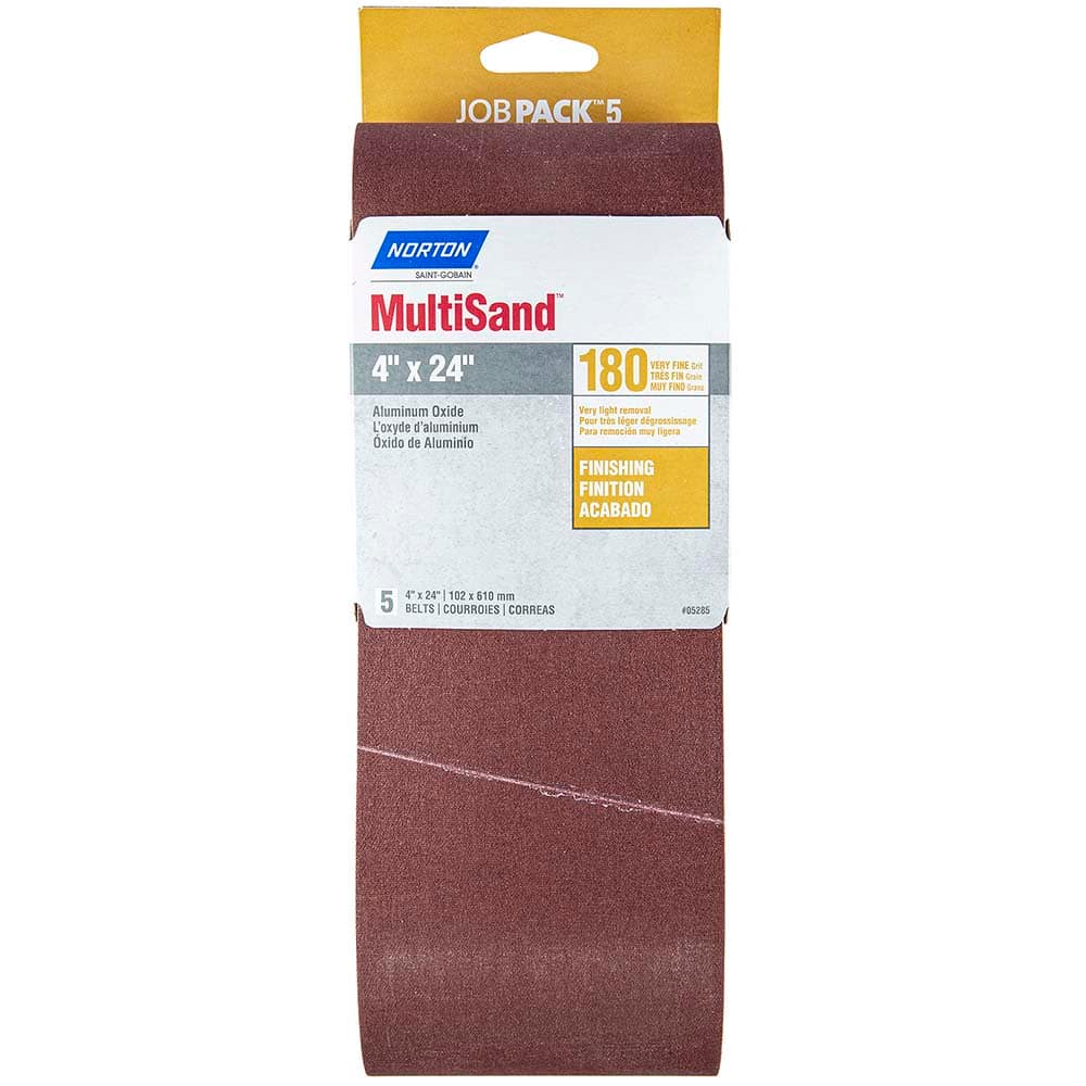 Norton - 4" Wide x 24" OAL, 180 Grit, Aluminum Oxide Abrasive Belt - Exact Tooling