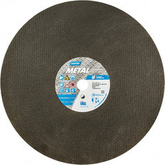Norton - 16" 24 Grit Aluminum Oxide Cutoff Wheel - 1/8" Thick, 1" Arbor, 4,800 Max RPM, Use with Gas Powered Saws - Exact Tooling