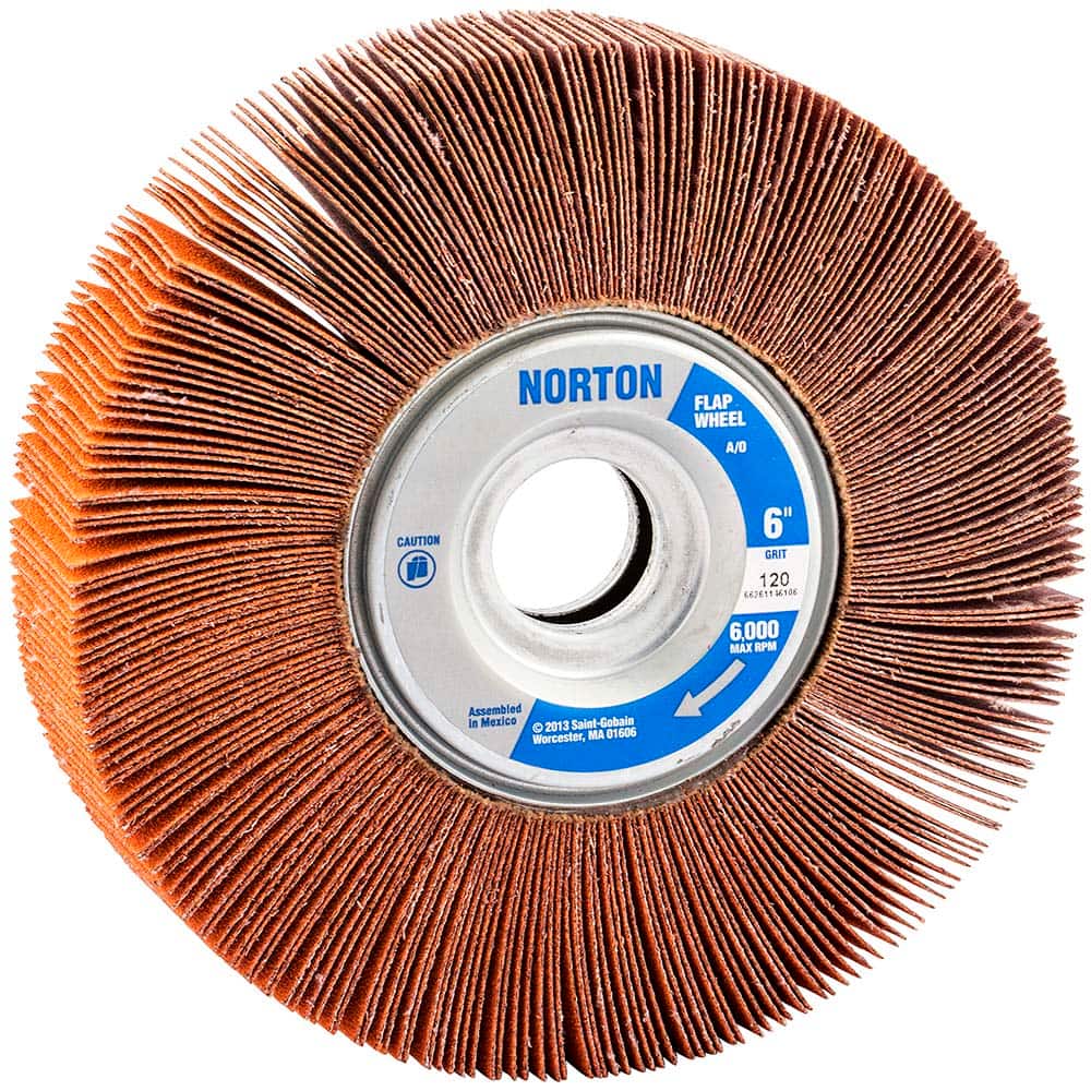 Norton - 6 x 1" 120 Grit Ceramic Unmounted Flap Wheel - Exact Tooling