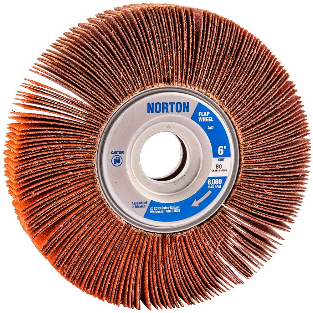 Norton - 6 x 1" 80 Grit Ceramic Unmounted Flap Wheel - Exact Tooling