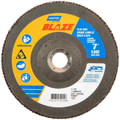 Norton - 7" 60 Grit 7/8" Center Hole Type 27 Ceramic Alumina Flap Disc - Exact Tooling